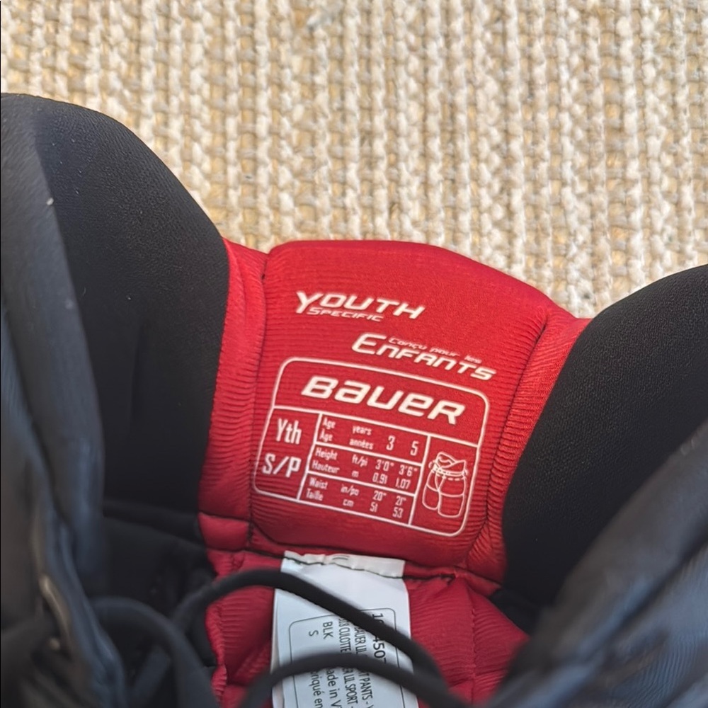 Bauer Youth Hockey Shorts with Black and Red Accents